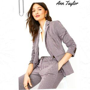 Ann Taylor Houndstooth Suit Set – Hutton Blazer & Straight-Leg Pants